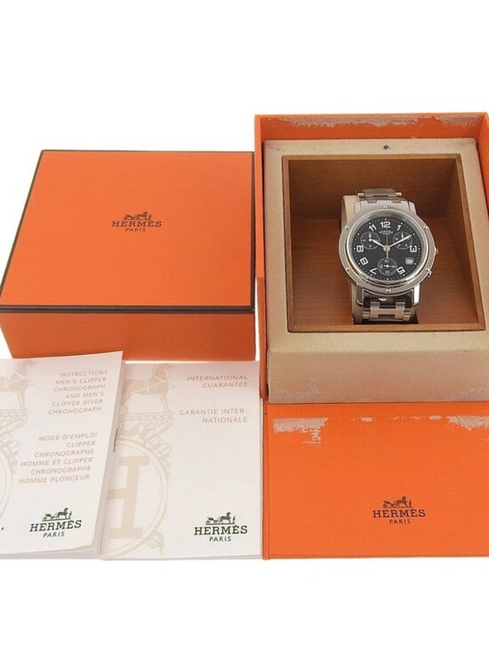 HERMES Clipper Watches CL1.910 blackDial Stainless Steel Quartz Chronograp... main image 7